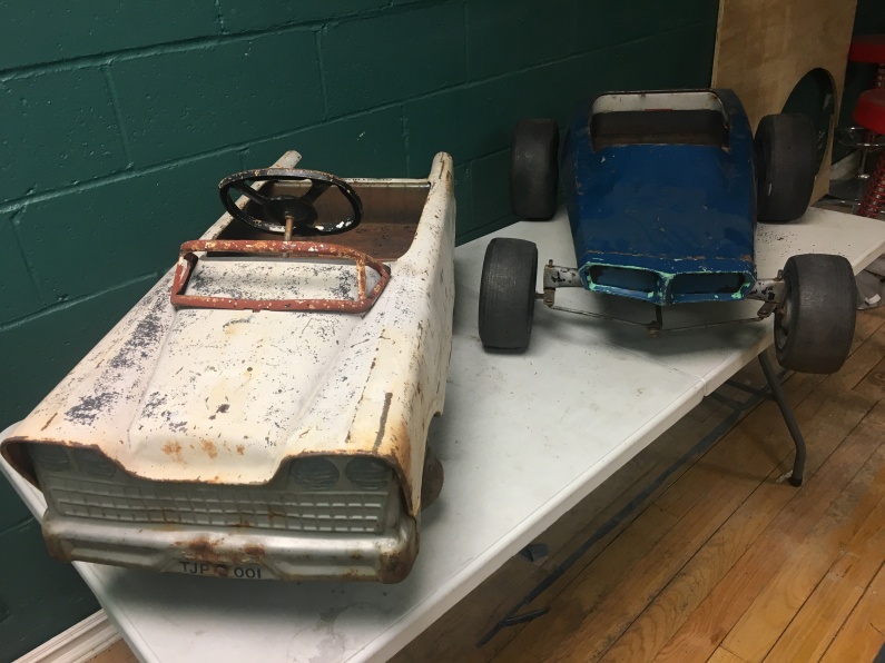 Restored store pedal cars